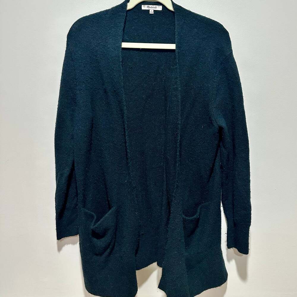Madewell Cozy Walker Cardigan Black Merino Wool Alpaca Blend Sweater Sz S